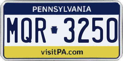 PA license plate MQR3250