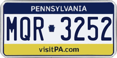 PA license plate MQR3252