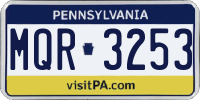 PA license plate MQR3253