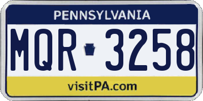 PA license plate MQR3258