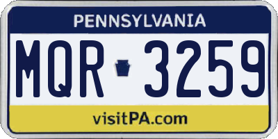 PA license plate MQR3259