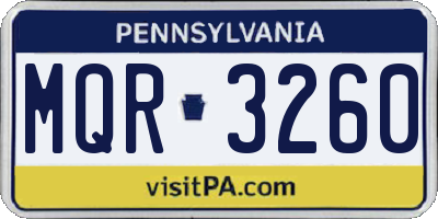 PA license plate MQR3260