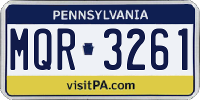 PA license plate MQR3261