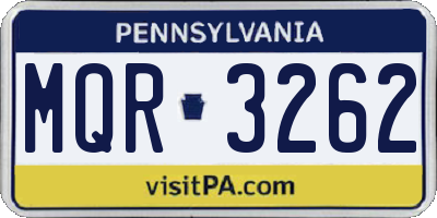 PA license plate MQR3262