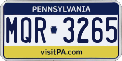 PA license plate MQR3265