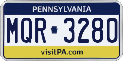PA license plate MQR3280