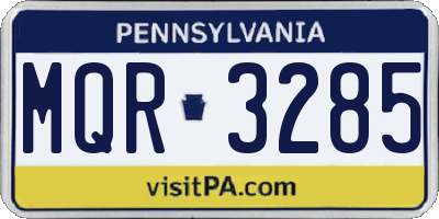 PA license plate MQR3285