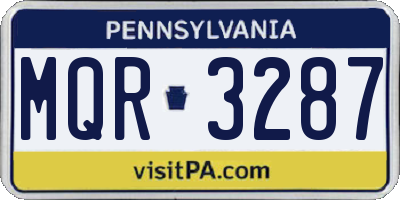 PA license plate MQR3287