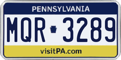 PA license plate MQR3289