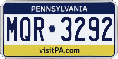 PA license plate MQR3292