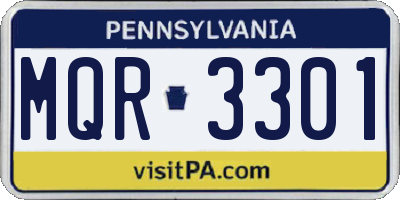 PA license plate MQR3301
