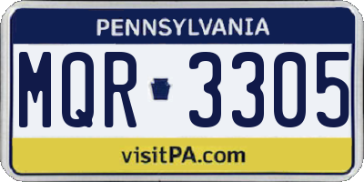 PA license plate MQR3305