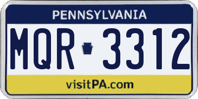 PA license plate MQR3312