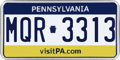 PA license plate MQR3313