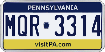 PA license plate MQR3314