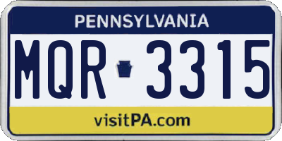 PA license plate MQR3315