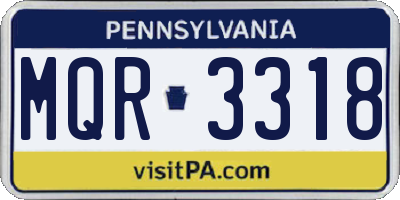 PA license plate MQR3318
