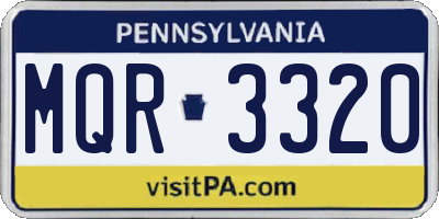 PA license plate MQR3320