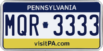 PA license plate MQR3333