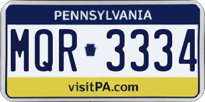 PA license plate MQR3334