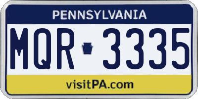 PA license plate MQR3335