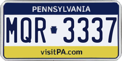 PA license plate MQR3337