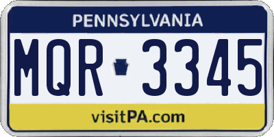 PA license plate MQR3345