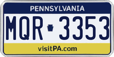PA license plate MQR3353