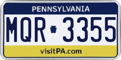 PA license plate MQR3355