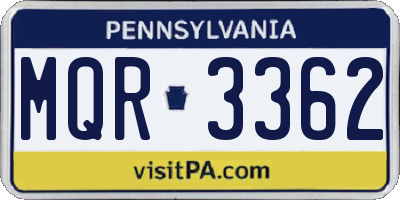 PA license plate MQR3362