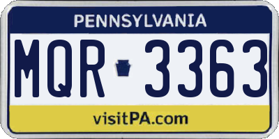PA license plate MQR3363