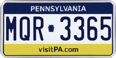 PA license plate MQR3365