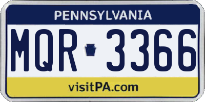 PA license plate MQR3366