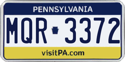 PA license plate MQR3372