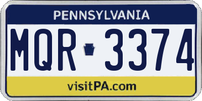 PA license plate MQR3374