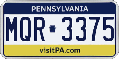 PA license plate MQR3375