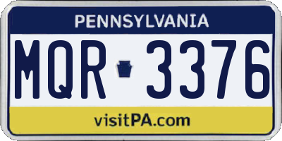PA license plate MQR3376