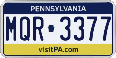 PA license plate MQR3377