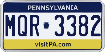 PA license plate MQR3382