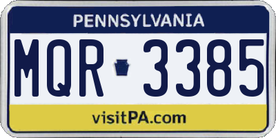PA license plate MQR3385