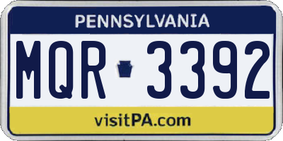 PA license plate MQR3392