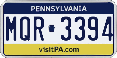 PA license plate MQR3394