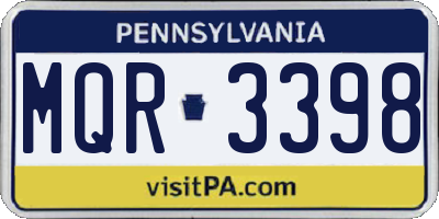 PA license plate MQR3398