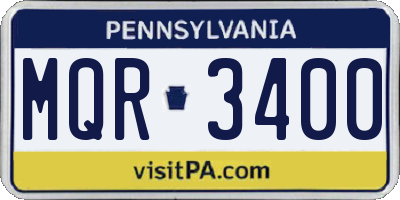 PA license plate MQR3400