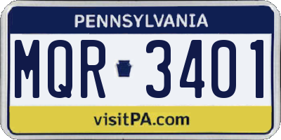 PA license plate MQR3401