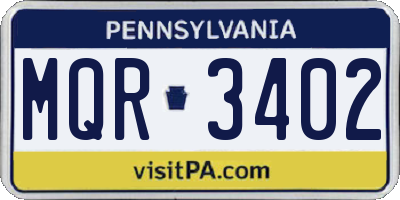 PA license plate MQR3402