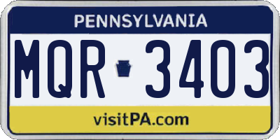 PA license plate MQR3403
