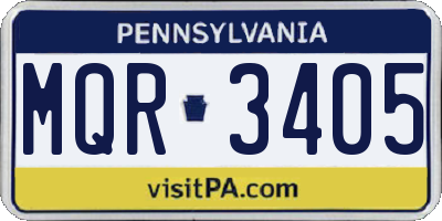 PA license plate MQR3405