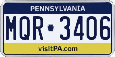 PA license plate MQR3406