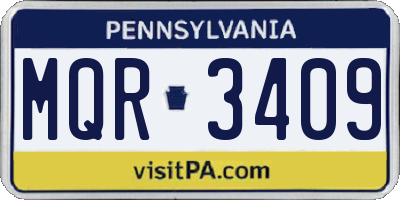 PA license plate MQR3409